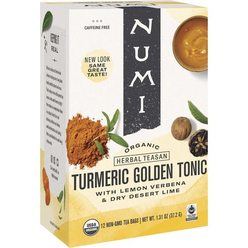 Numi Organic Tea  Organic Tea, Turmeric Golden Tonic, 1.31 oz., 12/BX, Multi