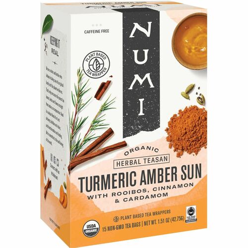 Numi Organic Tea  Organic Tea, Turmeric Amber Sun, 1.46 oz., 12/BX, Multi