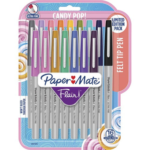 Paper Mate  Pen, Ultra-Fine Point, Flair, 16/PK, Assorted