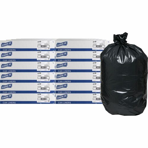 Genuine Joe  Trash Bags,Heavy-Duty,1.5 mil, 55-60 Gal, 4800/PL, Black-GJO01535PL