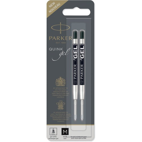 Parker  Pen Refill, Gel, 0.5mm, Medium, 2/PK, Black