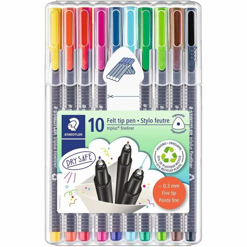 Staedtler  Pen, Porous Point, 0.3mm Point, 10/ST, Assorted