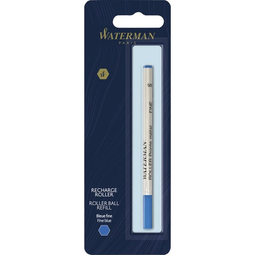 Waterman  Pen Refill, f/Rollerball Pens, Fine Point, 0.5mm, Blue