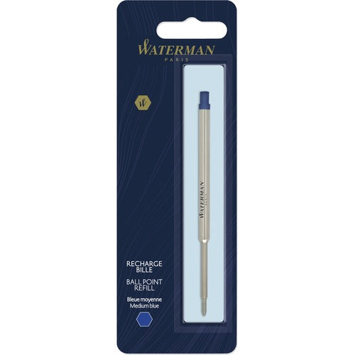 Waterman  Pen Refill, f/Ballpoint Pens, Medium Point, Blue