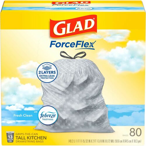 Clorox Company  Tall Kitchen Bags, 13 Gal, 0.78mil, 80/BX, 240 BX/PL, WE