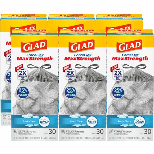 Clorox Company  Kitchen Bags w/Drawstring, 20gal, 30 Bags/BX, 180BX/BD, WE