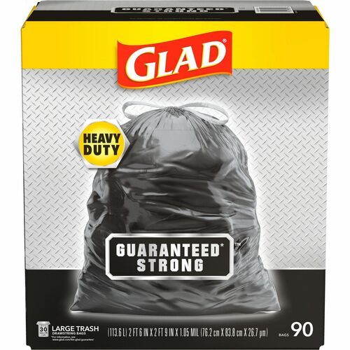 Clorox Company  Trash Bags, Drawstring, 30Gal, 30"x33',90/BX,68 BX/PL,BK