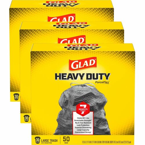 Clorox Company  Trash Bags,30Gal,0.9mil,50/BX,3/CT,26CT/BD,2BD/PL, BK