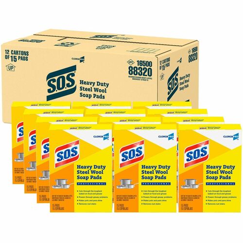 Clorox Company  Scrub Pads w/Soap,Heavy-Duty,Steel Wool,5"x4",15/BX,240BX/BD
