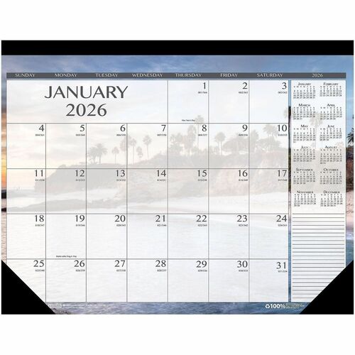House Of Doolittle  Desk Pad Calendar, Seascape, 12Mths, Jan-Dec, 22"x17", MI-HOD138