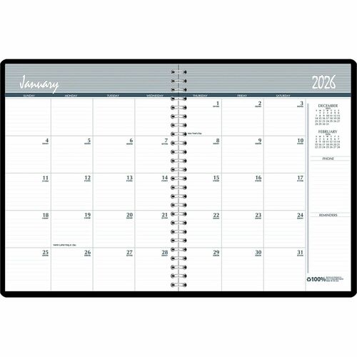 House Of Doolittle  Planner w/Expense Log, 24 Months, Jan-Dec, 6-7/8"x8-3/4", BK-HOD268002