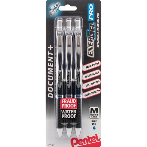 Pentel  Pen, Gel Ink, 0.7mm Medium Point, 3/PK, Blue