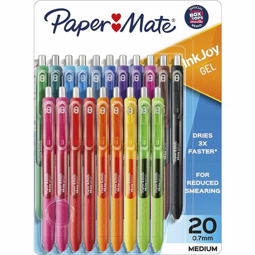 Paper Mate  Pen, Gel, 0.7mm, Retractable, InkJoy, 20/PK, Fashion AST