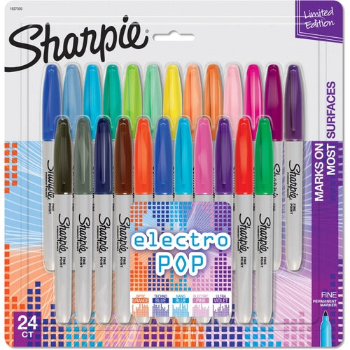 Newell Brands  Permanent Marker, Sharpie, Fine Point, 24/PK, Electro AST