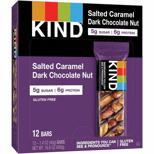 Kind LLC dba Kind Snacks  Snack Bars, Caramel/Dark Chocolate Nut, 1.4 oz, 12/BX