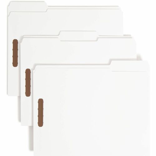 Smead  Folders, 2 Fasteners, 1/3 AST Tab Cut, Letter, 50/BX, White