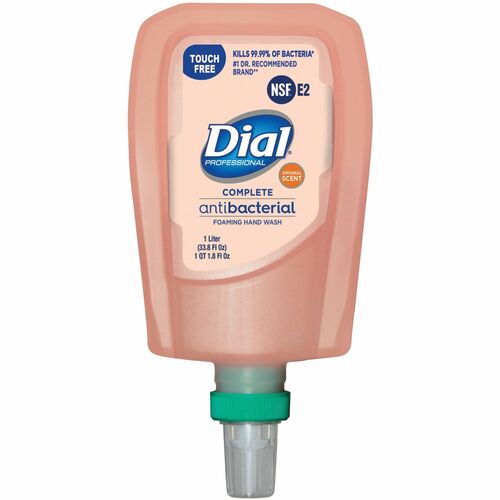 Dial Corporation  Handwash Refill,f/TF FIT,Foam,Antibacterial,1L,3/CT,Peach
