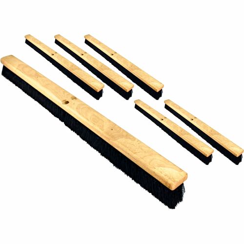 Genuine Joe  Push Broom, Tampico/Hardwood, 36", 6/CT, Black/Brown-GJO99656CT