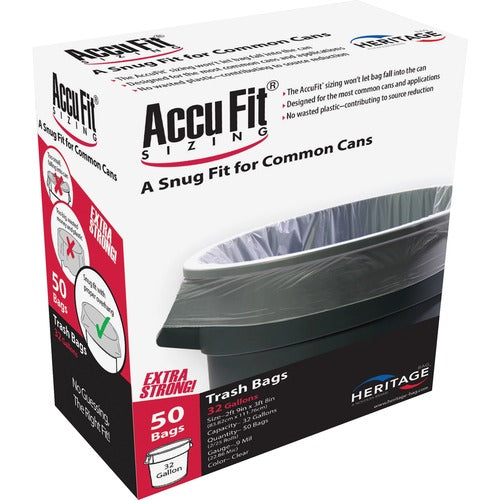 Heritage Bag Company  Can Liners,Accufit,32 Gal,0.9mil,33"x44",50/BX,6BX/CT,CL-HERH6644TCRC1CT
