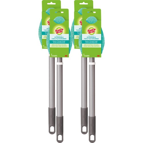 3M  Bath Scrubber, Nonscratch, w/2' Hvy-dty Handle, 4/CT, BE/SR