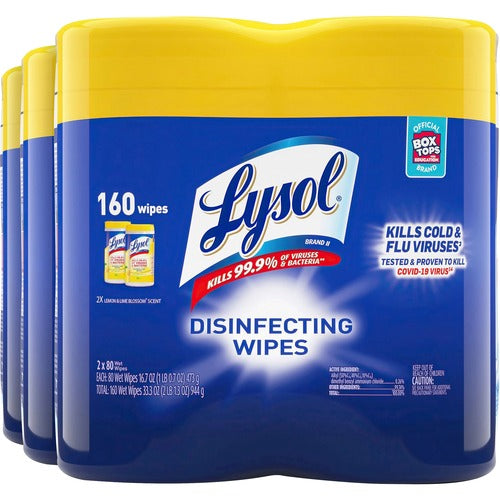 Reckitt Benckiser  Wipes,Disinfecting,Lemon Lime,80 Sht/Can,6 Can/PK,WE