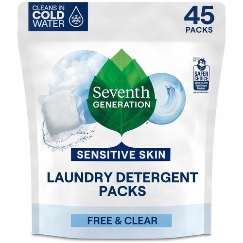 Seventh Generation  Laundry Detergent Packs, Free & Clear 45/PK, 8PK/CT, WE
