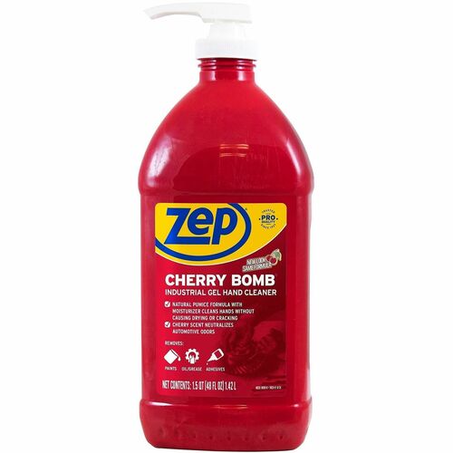 Zep Commercial  Hand Cleaner, Gel, Cherry Scent, 48 oz., Red