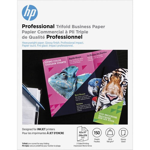 Hewlett-Packard  Paper, Tri-Fold, 48 lb, 8-1/2"x11", 150/PK, White-HEW4WN12A