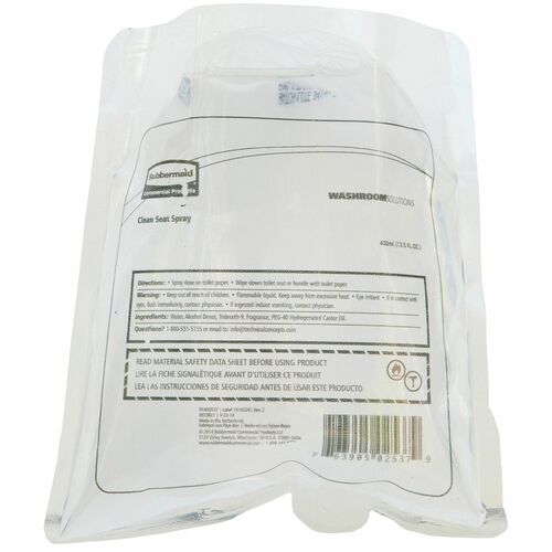 Rubbermaid Commercial Products  Spray Refill, f/CleanSeat Spray Dispenser, 400ml, 12/CT