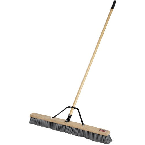 Rubbermaid Commercial Products  Push Broom,3" Med Poly Bristles,36"W,1-1/8" Dia Handle