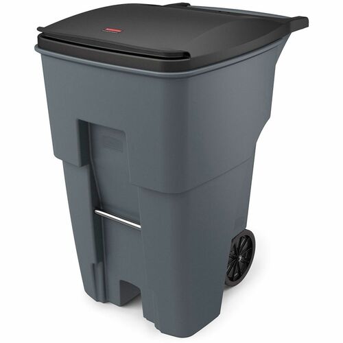 Rubbermaid Commercial Products  Brute Container w/Lid,Mobile,95 Gal,37-1/5"x28-3/5"x46",GY