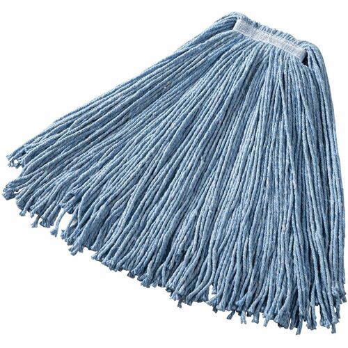 Rubbermaid Commercial Products  Wet Mop, 4-ply Blend, 1" Headband, Large, 24oz, 12/CT, Blue