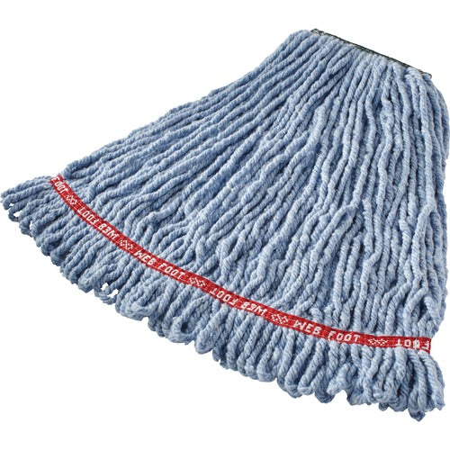 Rubbermaid Commercial Products  Wet Mophead, Shrinkless, 1" Headband, 20 oz, 6/CT, Blue