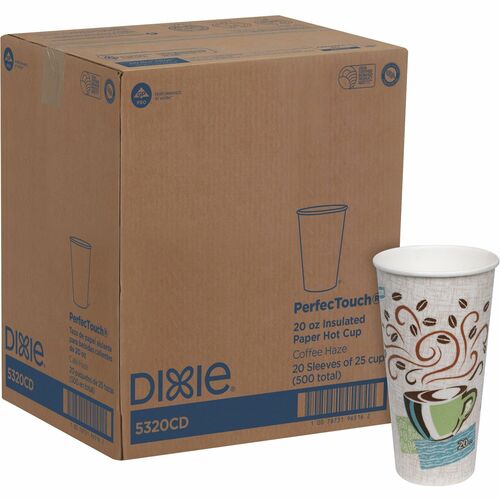 Dixie Foods  Hot Cups, Insulated Paper, 20 oz, 25/PK, 20PK/CT, MI-DXE5320CD