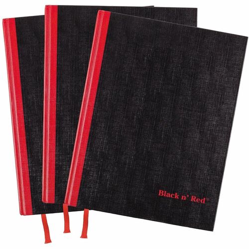 Black N' Red/John Dickinson  Notebook, Casebound, 8-1/2"Wx1-7/10"Lx12"H, 3/PK, Black/Red