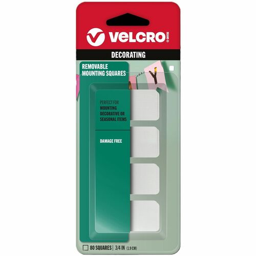 Velcro Industries  Mounting Tape, Removable, Squares, 3/4", 80/PK, WE