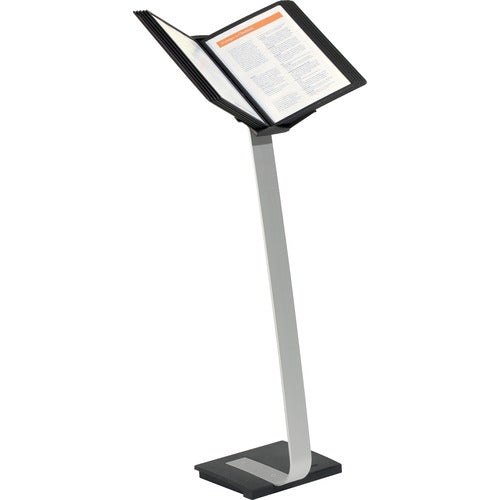 Durable Office Products  Floor Display, 10-panel System Holder, 20"x11"x40", BK/AL