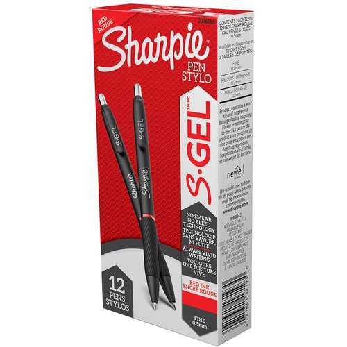 Newell Brands  Gel Pen, 0.5mm Point, 3/10"Wx3/10"Lx7"H, 1 DZ, Red