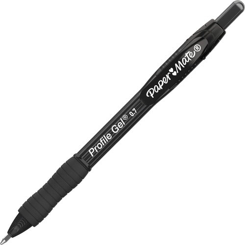 Paper Mate  Gel Pen, 0.7mm Point, 3/10"Wx3/10"Lx7"H, 1 DZ, Black