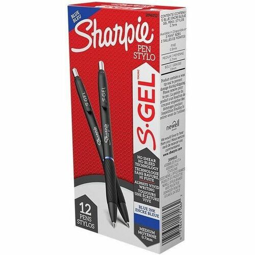 Newell Brands  Gel Pen, 0.7mm Point, 3/10"Wx3/10"Lx7"H, 1 DZ, Blue