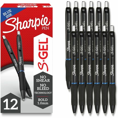 Newell Brands  Gel Pen, 1.0mm Point, 3/10"Wx3/10"Lx7"H, 1 DZ, Blue