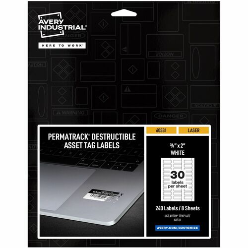 Avery  Asset Tag, Destructible, Laser, 3/4"x2", 240/PK, WE