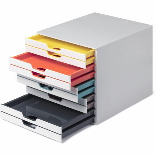 Durable Office Products  Organizer, 10-Drawer, Stackable, 11.5"Wx14"Dx11"H, White
