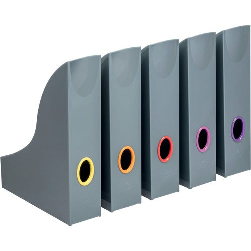Durable Office Products  Magazine Rack, 2-7/8"Wx9-1/2"Dx12"H, 5/CT, Anthracite Gray