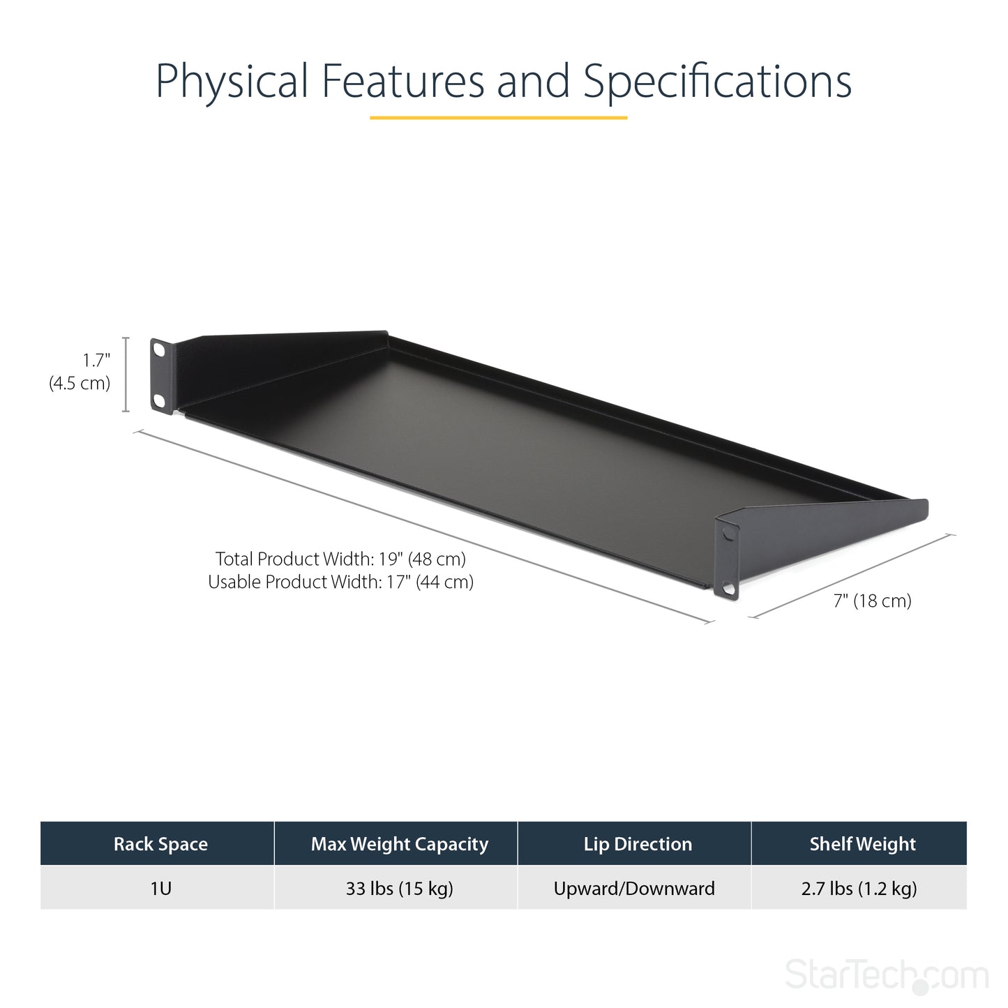 StarTech.com CABSHELF1U rack accessory Shelf