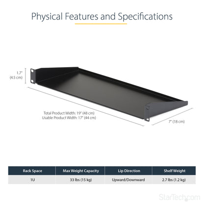 StarTech.com CABSHELF1U rack accessory Shelf