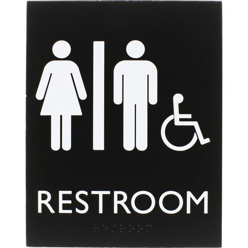 Lorell  Sign, Unisex, Accessible, 6-4/5"Wx4/5"Lx8-1/2"H, Black