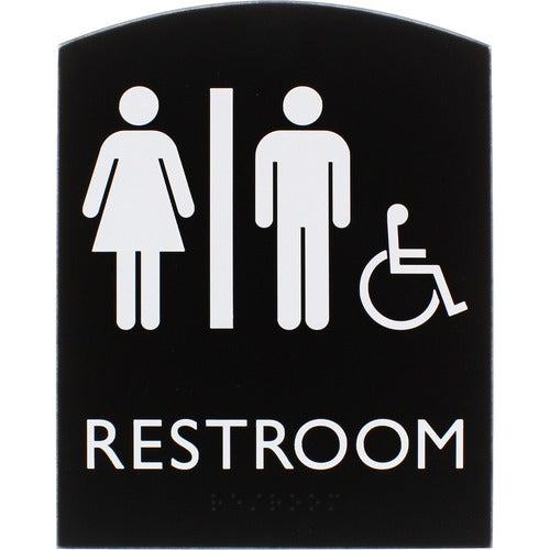 Lorell  Sign, Unisex, Accessible, 6-4/5"Wx4/5"Lx8-1/2"H, Black