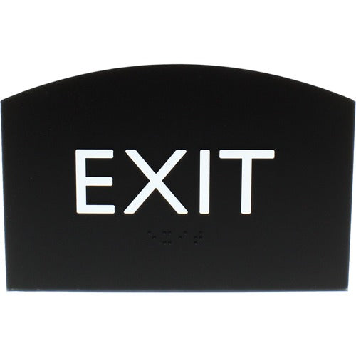 Lorell  Sign, Exit, Curved Top, 6-4/5"Wx1/2"Lx4-1/2"H, Black