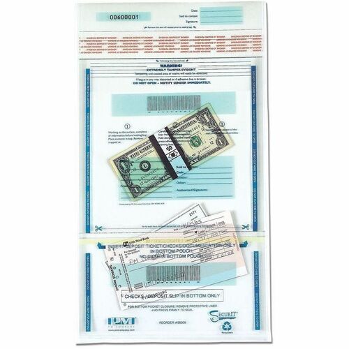 Iconex LLC  Dual Deposit Bag, Disposable, Plastic, 11"x15", 100/PK, CL